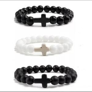 Handmade Natural Beaded Stone Cross Bracelet